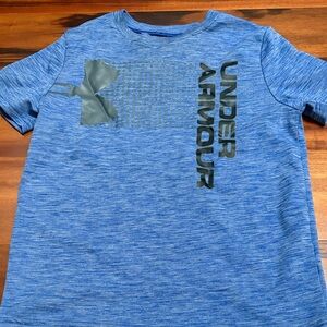 Under Armour Kids Heathered Blue Tee with Logo